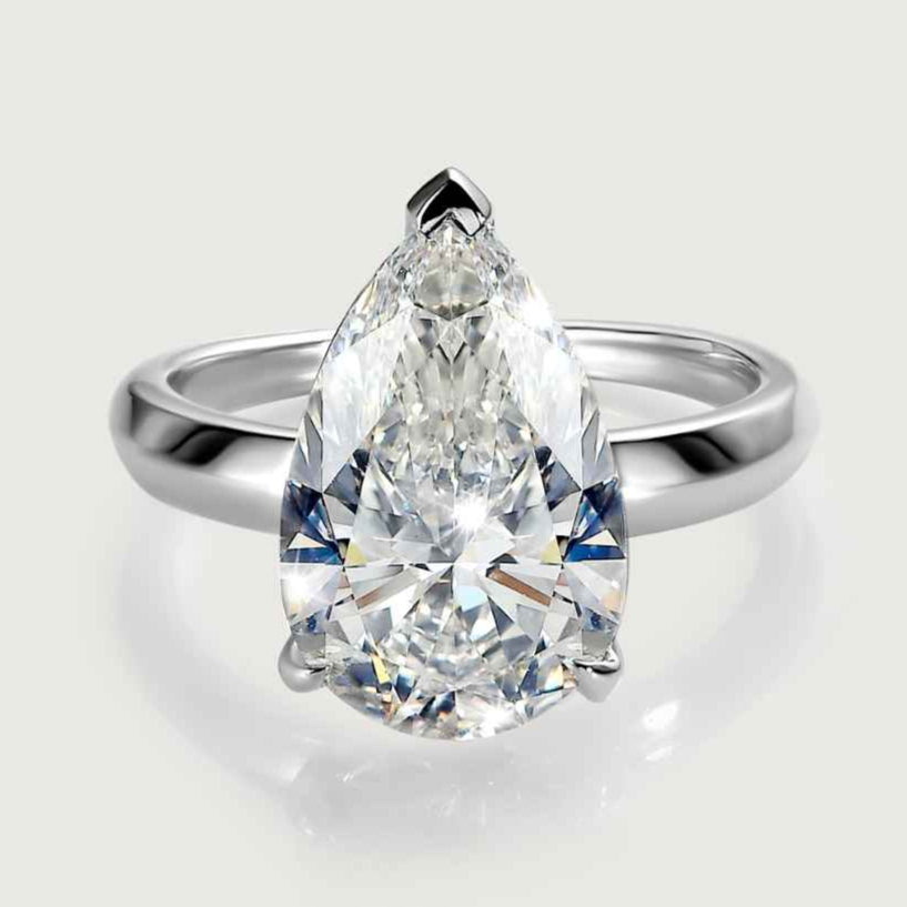 Versa 5Ct Solitaire Pear Cut Lab Grown Diamond Ring in Platinum