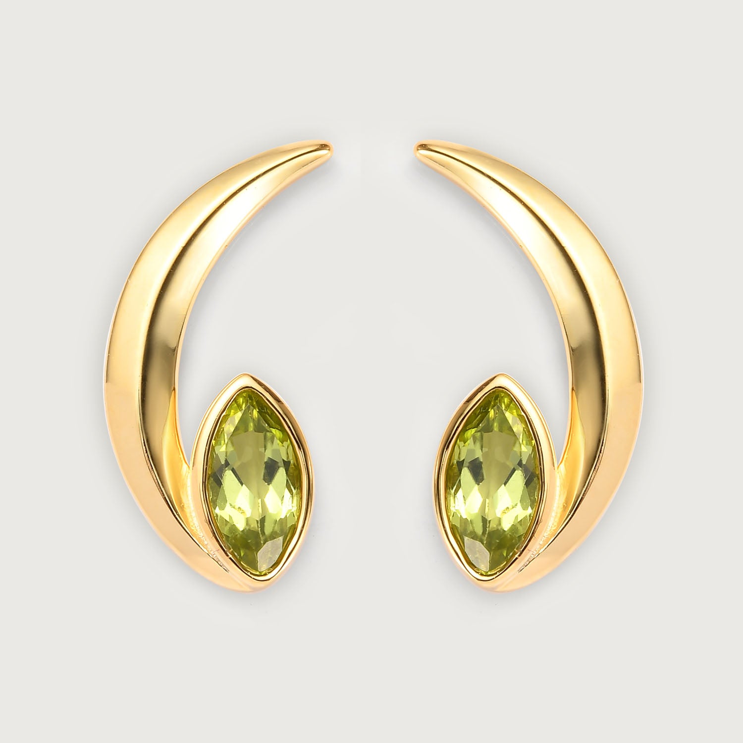 Peridot on sale Earrings | 10K Yellow Gold Peridot with Diamond Stud Earrings