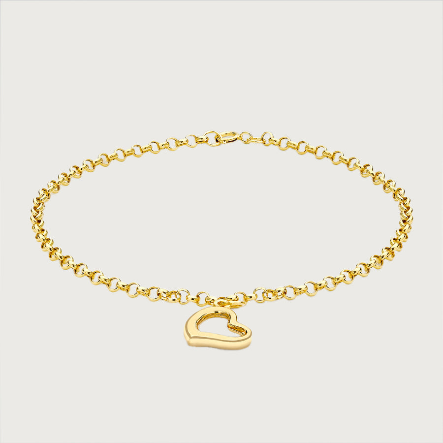 Lattice Heart Charm Necklace + Ouro Floating Heart Charm Bracelet in 9K Gold