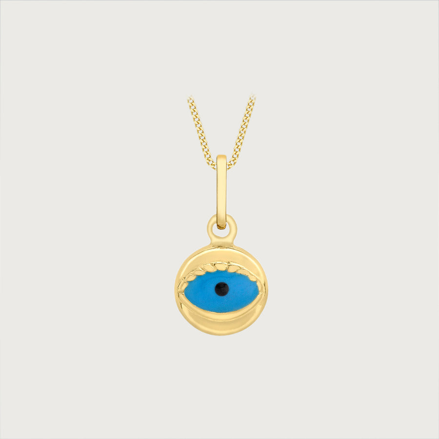 Enamelled Evil Eye Small Pendant 9K
