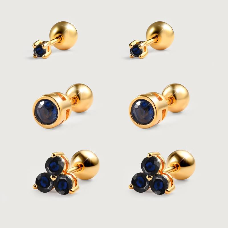 Trinity Birthstone Sleep Stud Earrings + Birthstone Solitaire Sleep Earrings + Birthstone Solitaire Small Sleep Earrings
