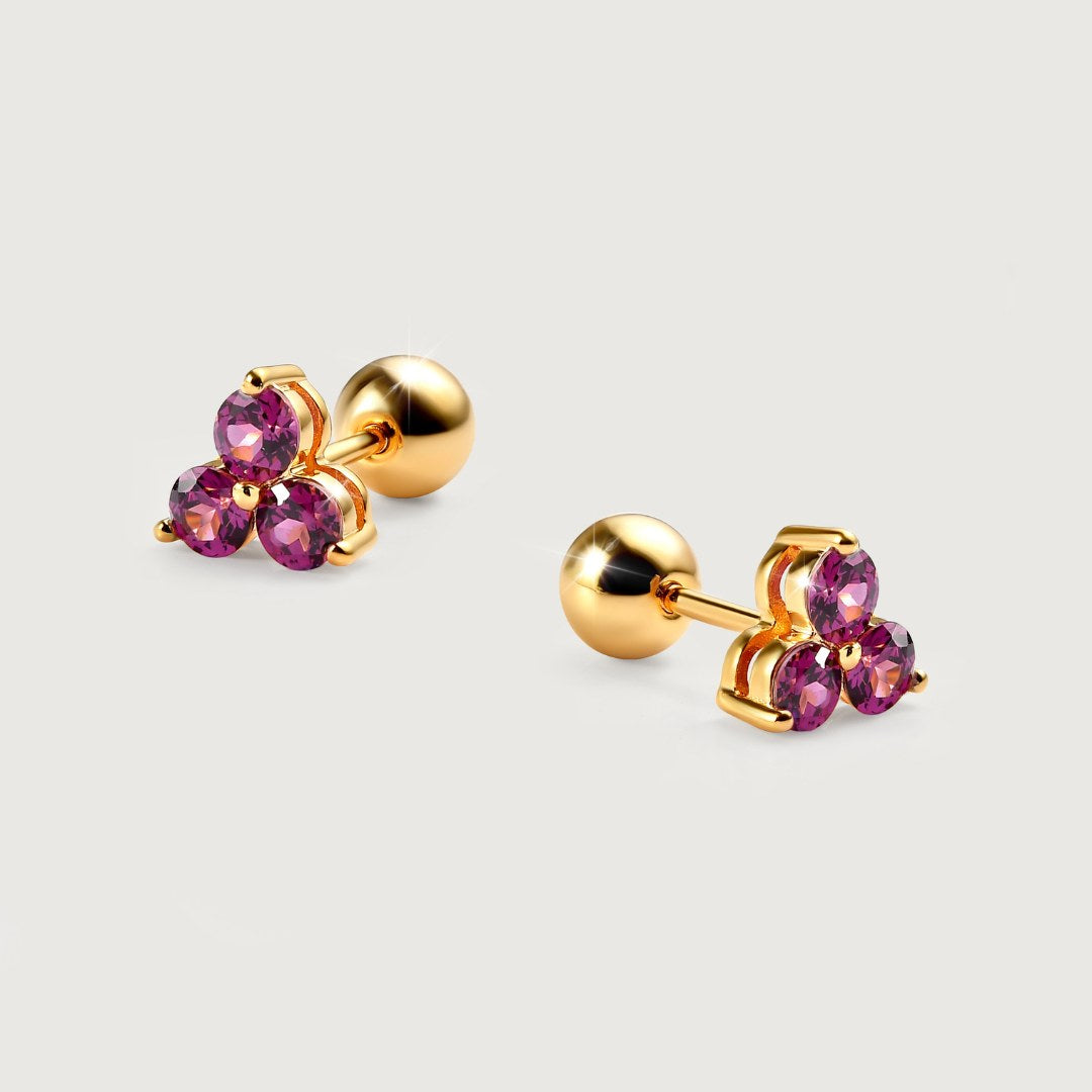 Trinity Birthstone Sleep Stud Earrings