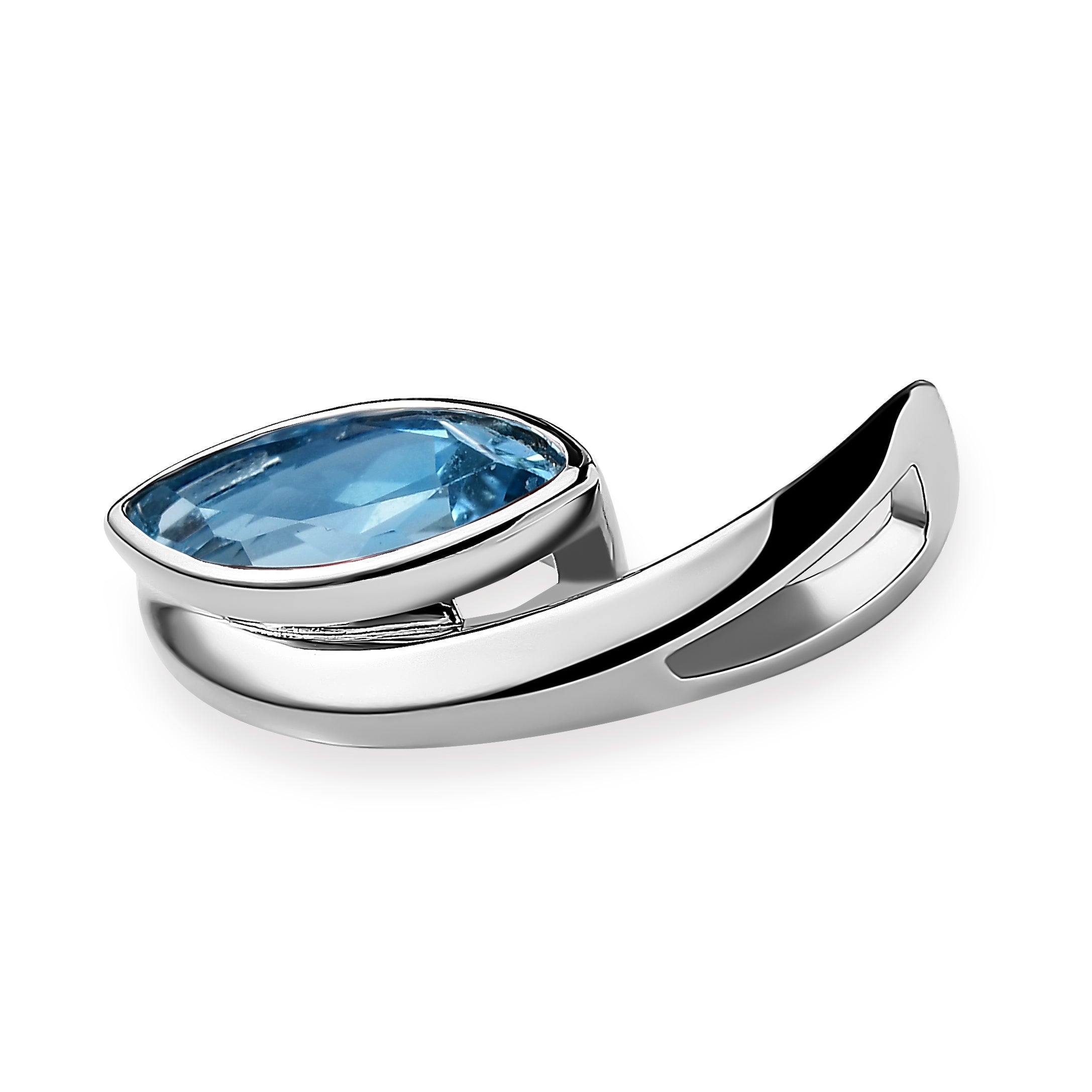 Surf Moon Ring with Swiss Blue Topaz + Surf Moon Pendant with Swiss Blue Topaz