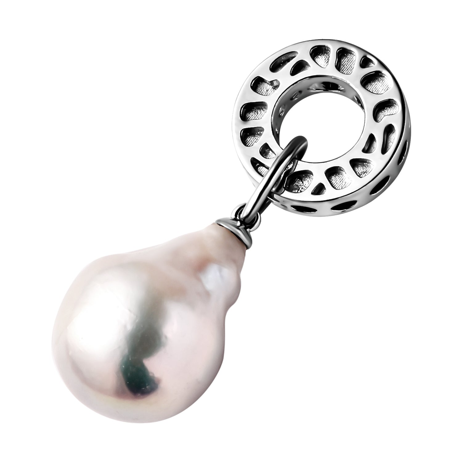 Rachel Galley Solitaire Baroque Pearl Pendant + Wave Ring with White Fresh Water Pearls