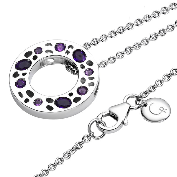 Lattice Disc Multi-Gems Drop Earrings + Amethyst Lattice Band Ring + Lattice Eternity Necklace with Amethyst