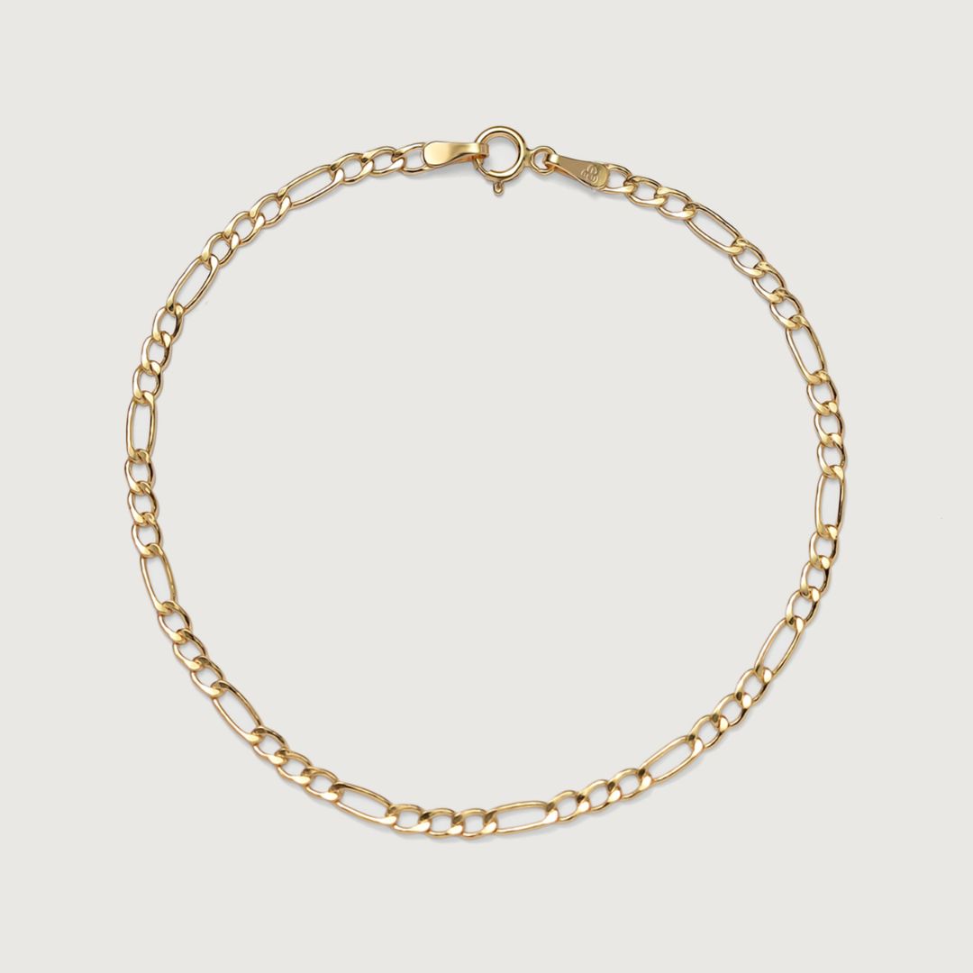 Figaro Gold Bracelet + Gold Ball Stud Earrings