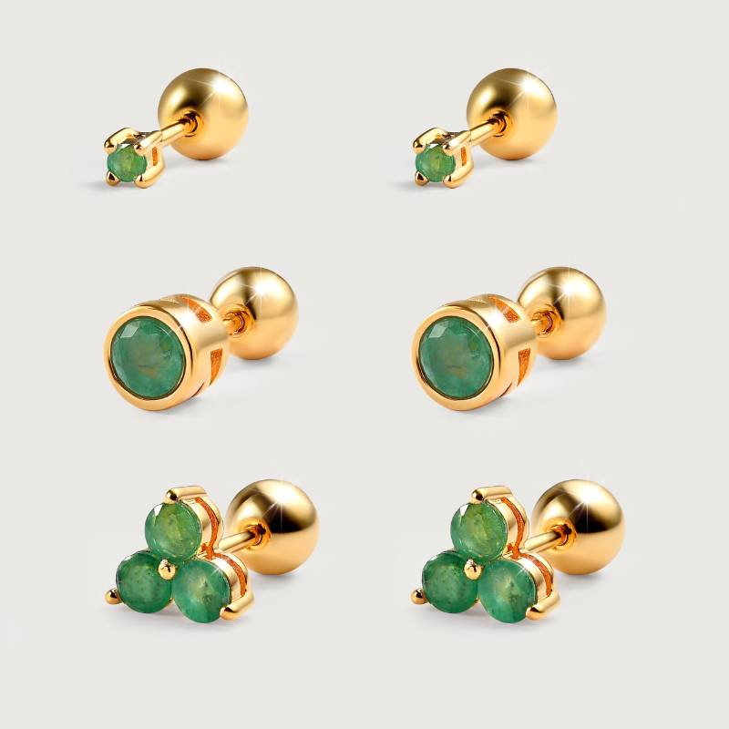 Trinity Birthstone Sleep Stud Earrings + Birthstone Solitaire Sleep Earrings + Birthstone Solitaire Small Sleep Earrings