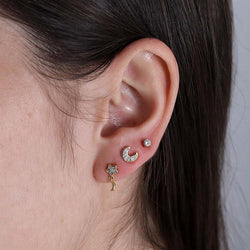 Stars & Moon Diamond Drop Earrings