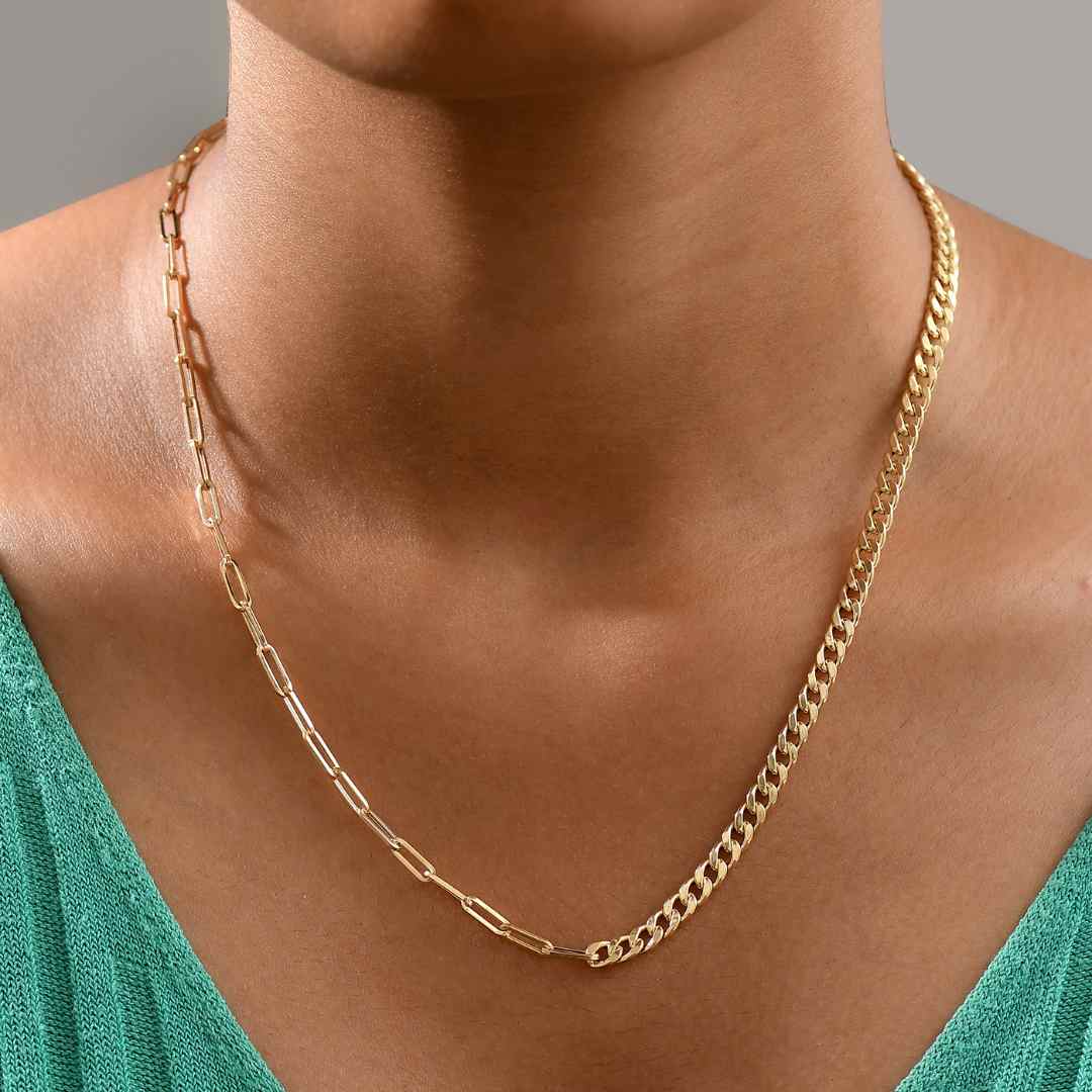 Gold Essential Fusion Chain Necklace & Bracelet