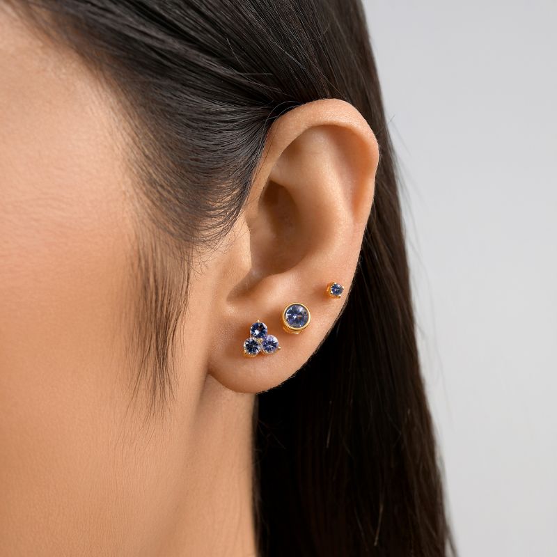 Trinity Birthstone Sleep Stud Earrings + Birthstone Solitaire Sleep Earrings + Birthstone Solitaire Small Sleep Earrings