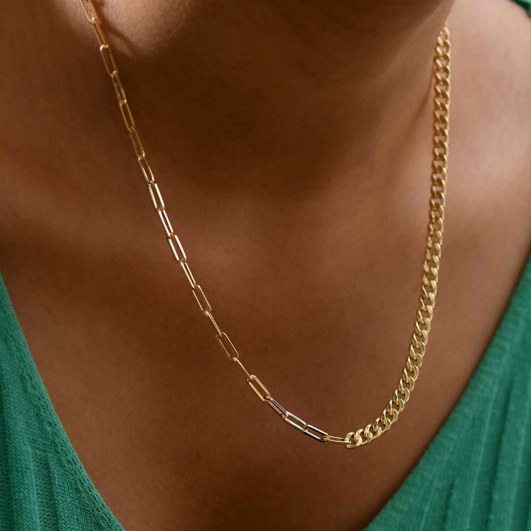 Gold Essential Fusion Chain Necklace & Bracelet