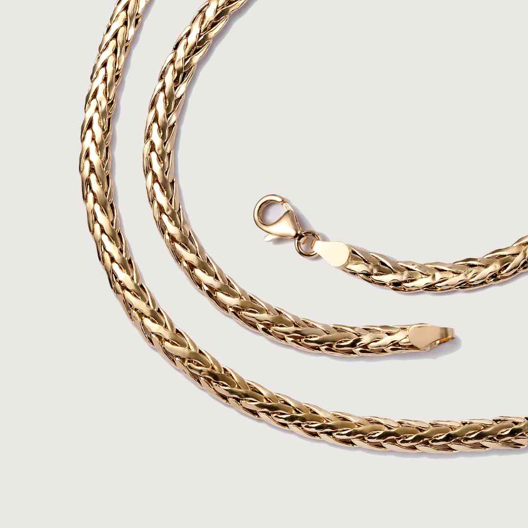 Gold Essential Wheat Chain Bracelet & Necklace