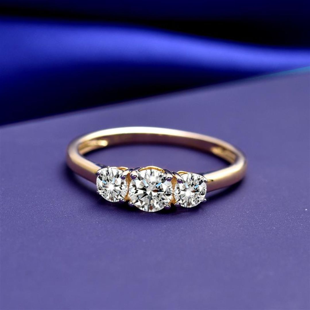 Versa Trinity Lab Grown Diamond Ring + 1 Ct. Lab Grown Diamond Pendant in 9K Gold