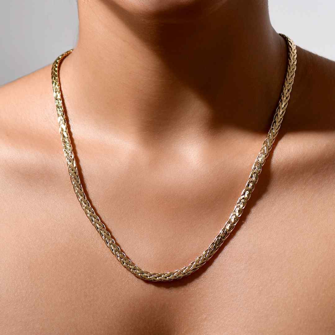 Gold Essential Wheat Chain Bracelet & Necklace