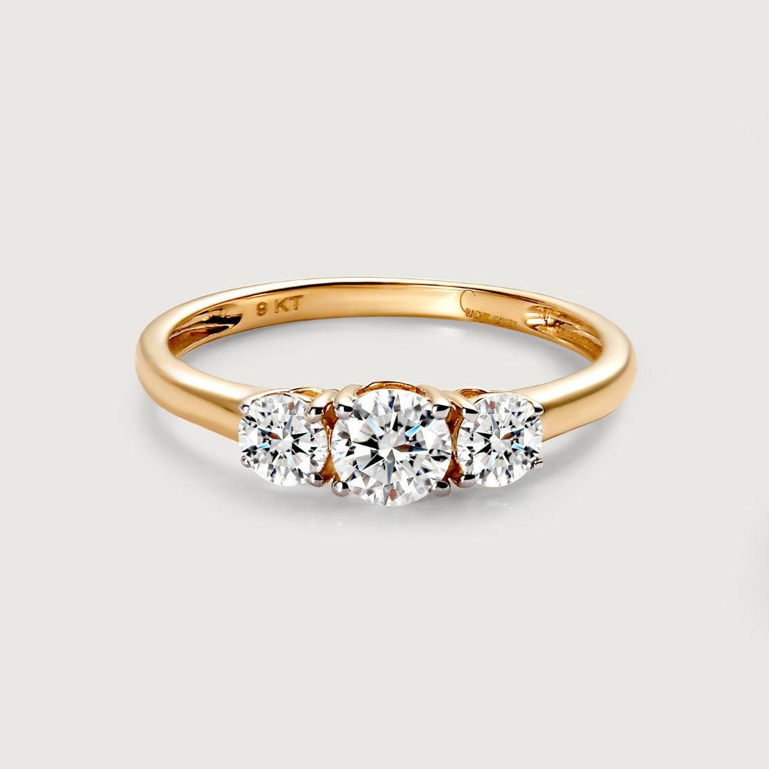 Versa Trinity Lab Grown Diamond Ring + 1 Ct. Lab Grown Diamond Pendant in 9K Gold