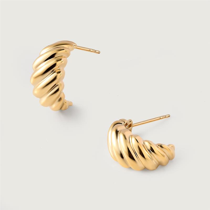 Gold Essentials Croissant Hoop Earrings in 9K Gold + Busy Bee Stud Earrings in 9K Gold