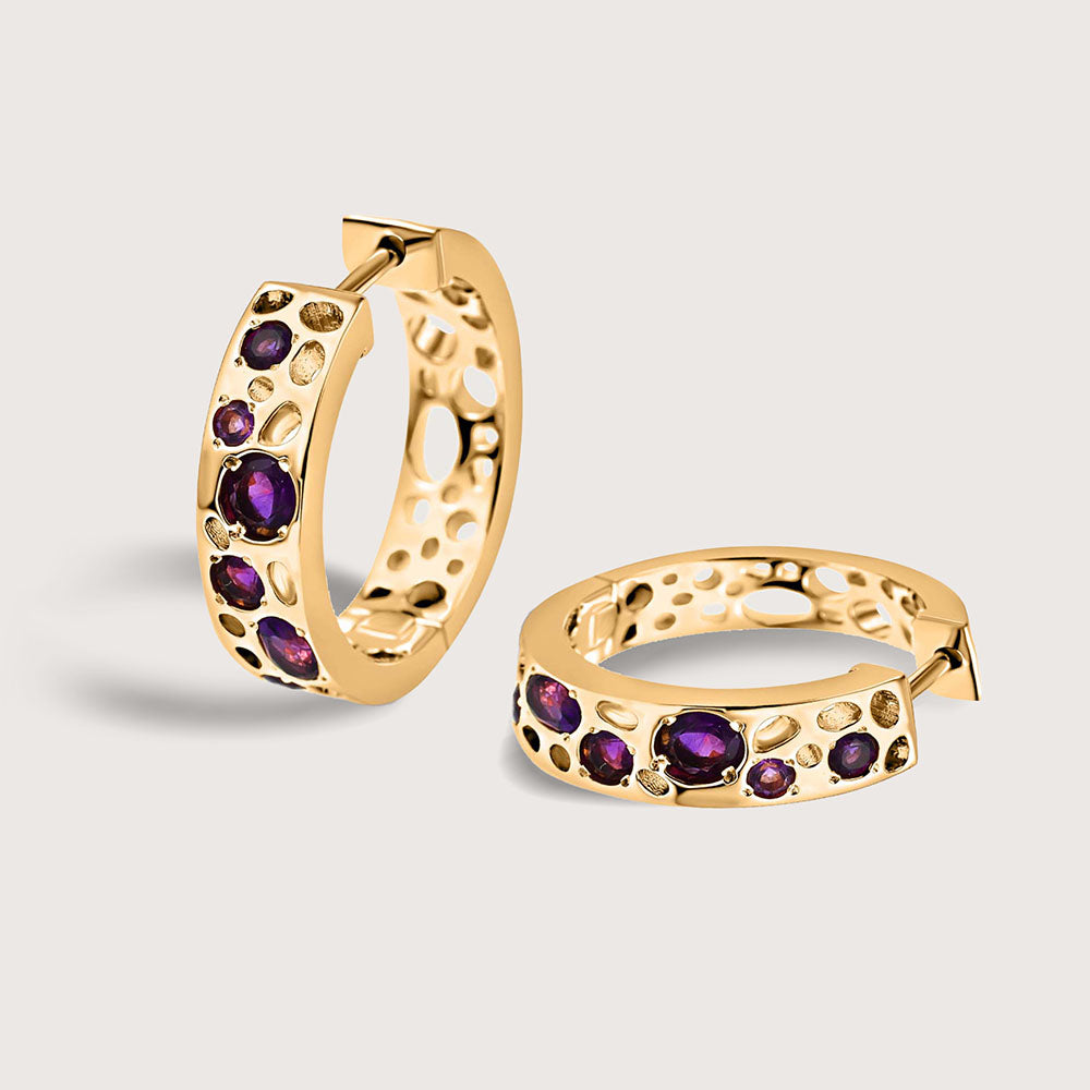 Amethyst Lattice Band Ring + Amethyst Lattice Hoop Earrings