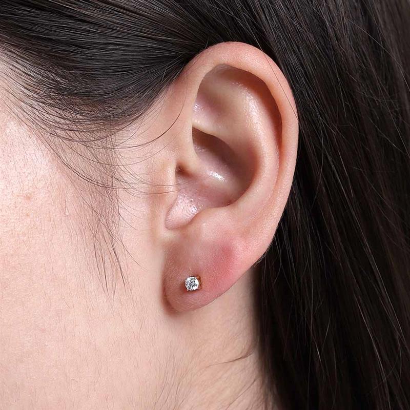 Diamond Solitaire SI GH Earrings in 14K Yellow Gold RachelGalley
