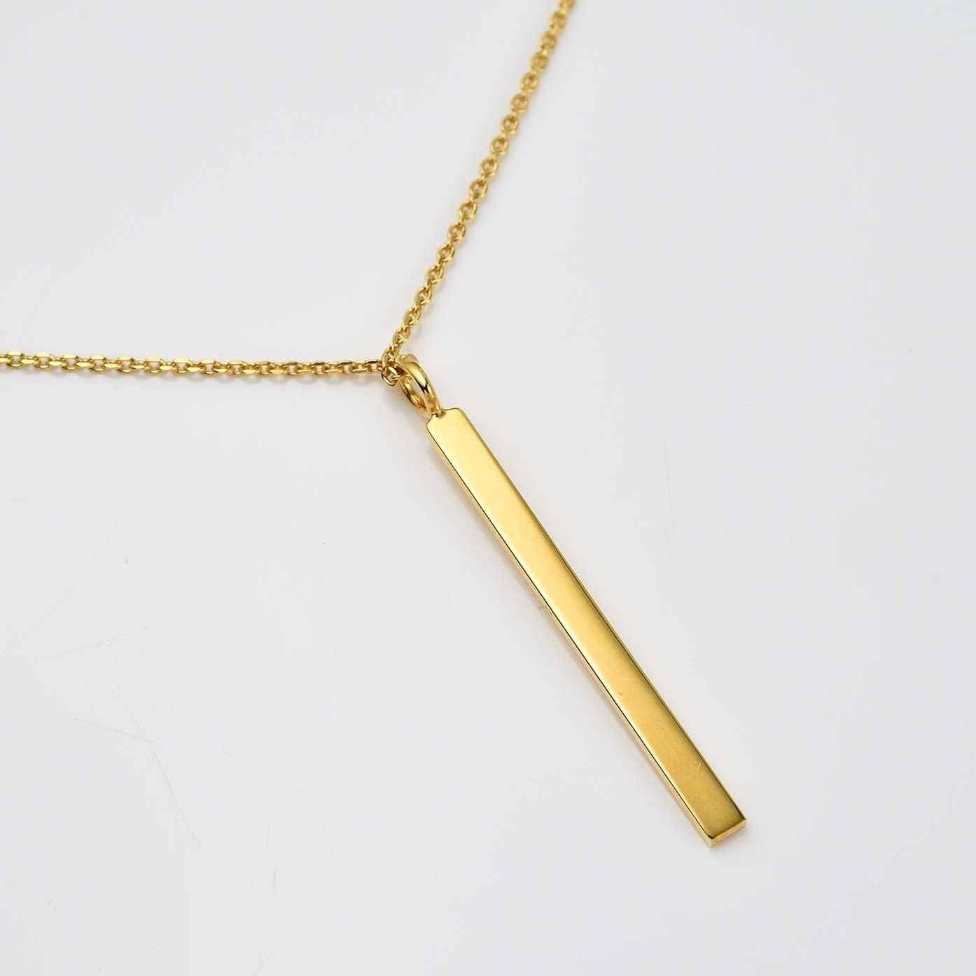 Engravable Gold Plated Bar Necklace,7676207