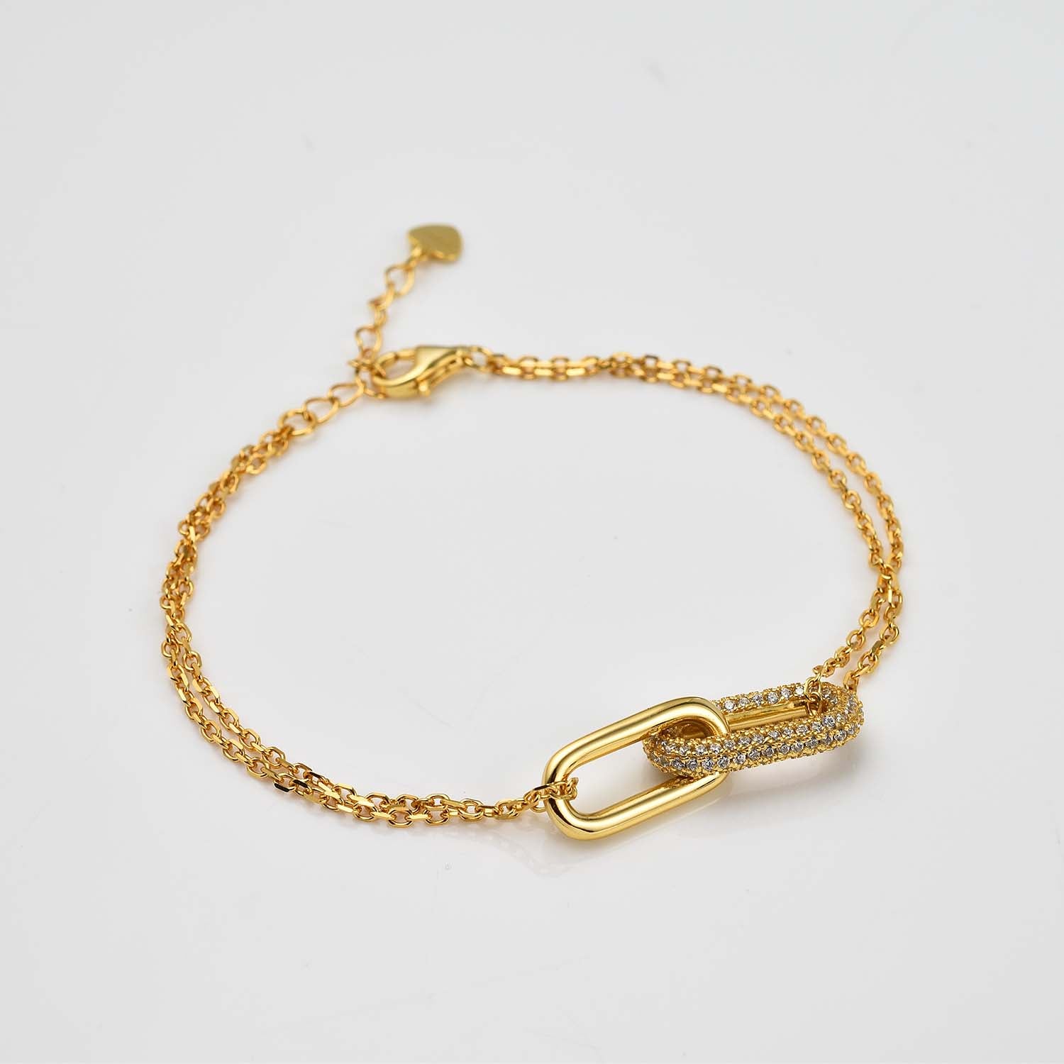 Double Link Bracelet with Dual Chain,7676225