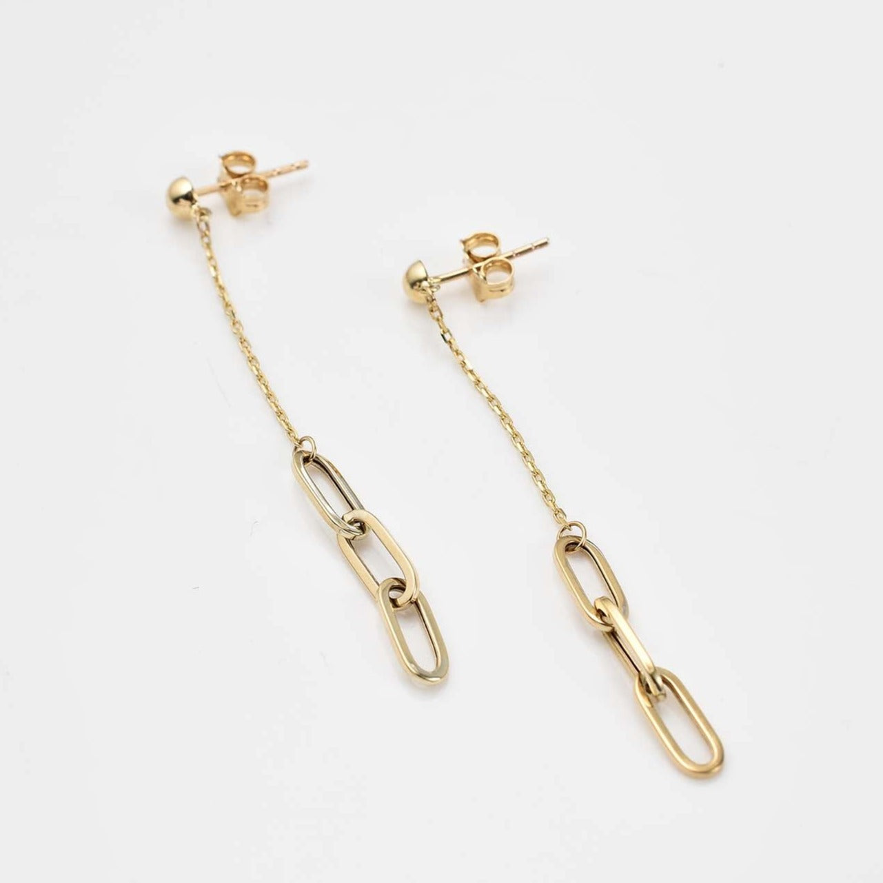 9K Gold Initial Necklace + Paperlink Charm Earrings in 9K Gold