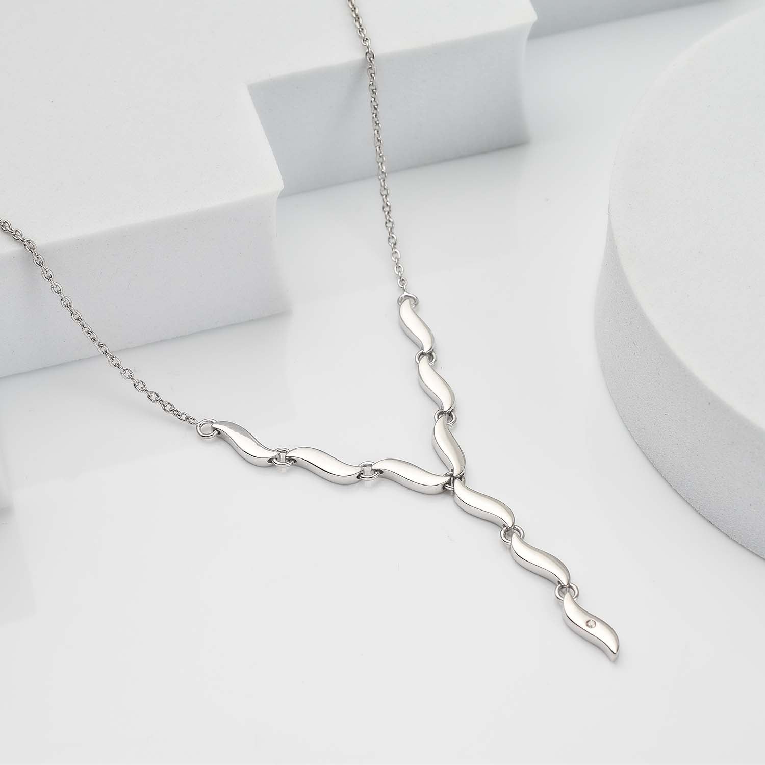 Wave diamond necklace sales