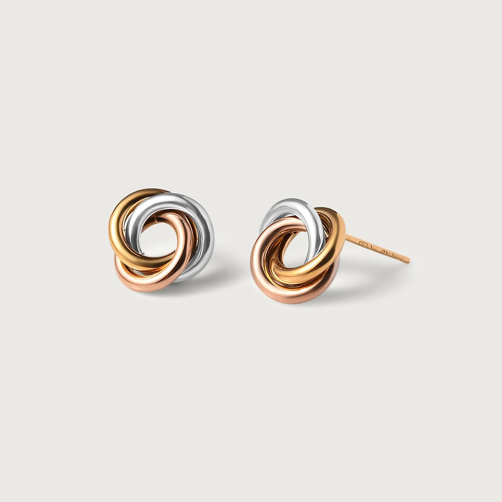 Lucky Rings Triple 9K Gold Knot Earrings + Double Knot Earrings in 9K Gold