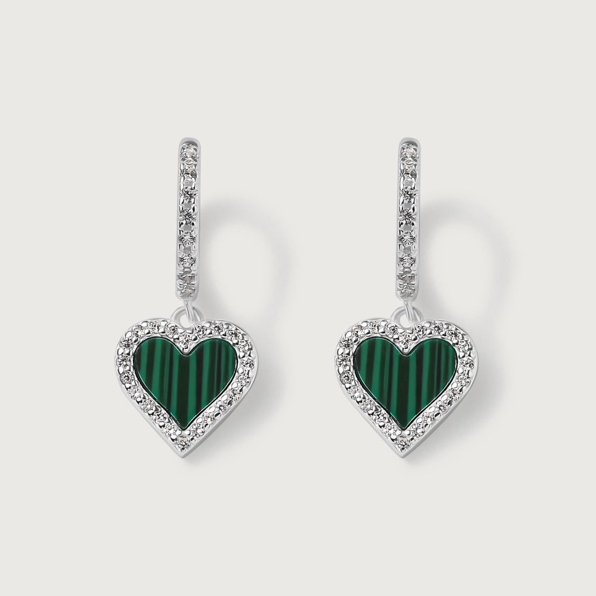 Modern Love Malachite Heart Hoops