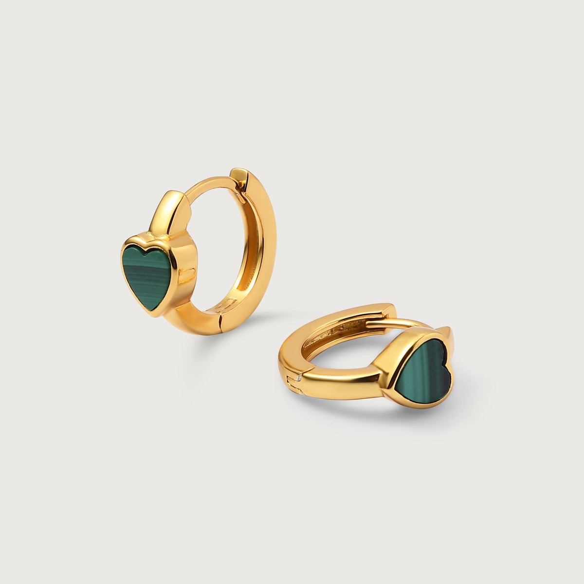 Modern Love Heart Huggie Hoops Malachite