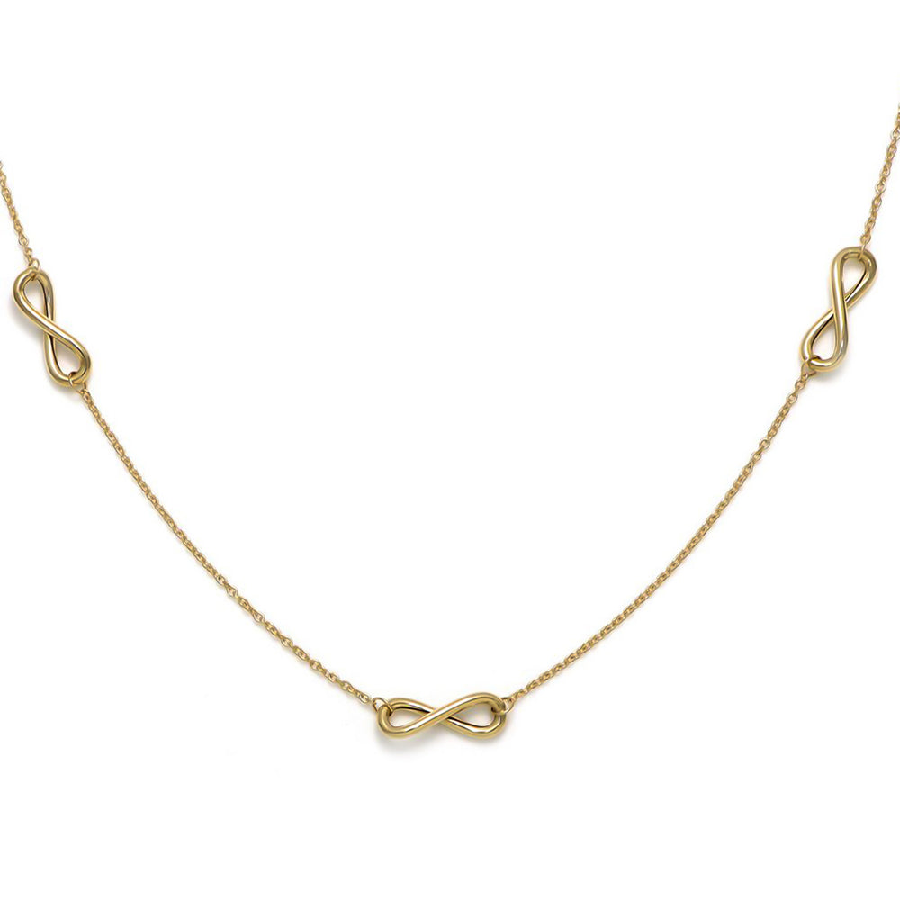 Gold Infinity Station Necklace,7824135
