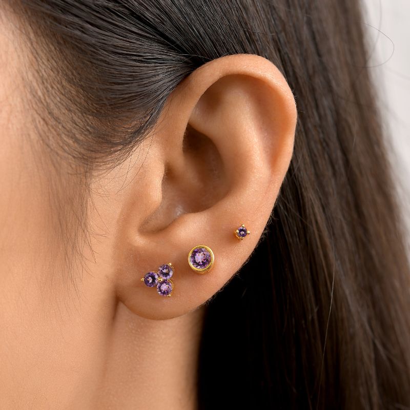 Trinity Birthstone Sleep Stud Earrings + Birthstone Solitaire Sleep Earrings + Birthstone Solitaire Small Sleep Earrings