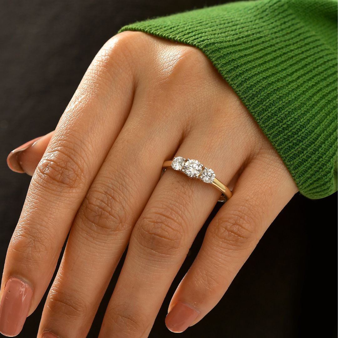 Versa Trinity Lab Grown Diamond Ring + 1 Ct. Lab Grown Diamond Pendant in 9K Gold