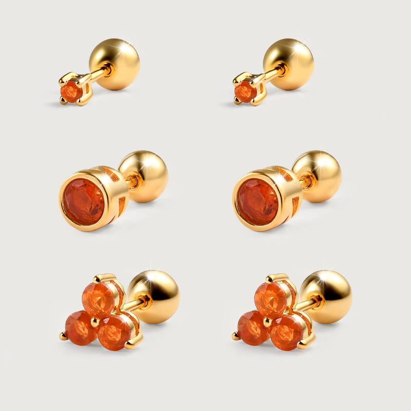 Trinity Birthstone Sleep Stud Earrings + Birthstone Solitaire Sleep Earrings + Birthstone Solitaire Small Sleep Earrings