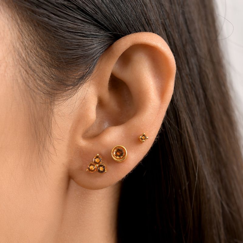 Trinity Birthstone Sleep Stud Earrings + Birthstone Solitaire Sleep Earrings + Birthstone Solitaire Small Sleep Earrings