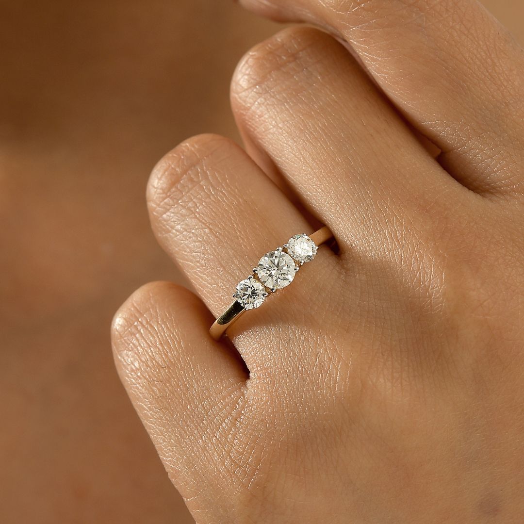 Versa Trinity Lab Grown Diamond Ring + 1 Ct. Lab Grown Diamond Pendant in 9K Gold
