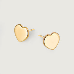 Heart of Gold Stud Earrings in 9K Yellow Gold
