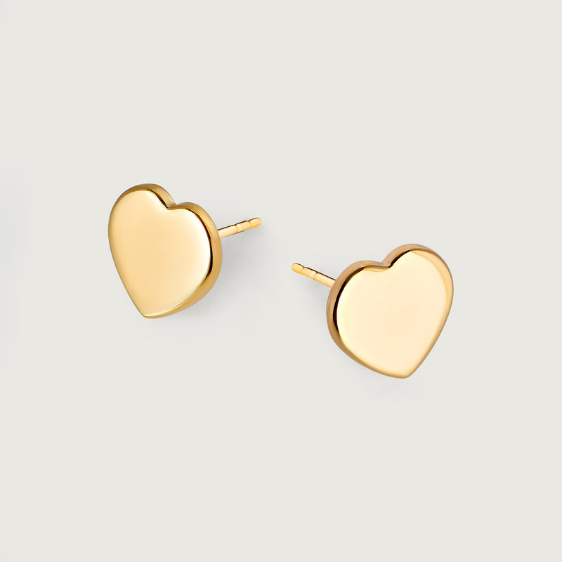 Heart of Gold Stud Earrings in 9K Yellow Gold