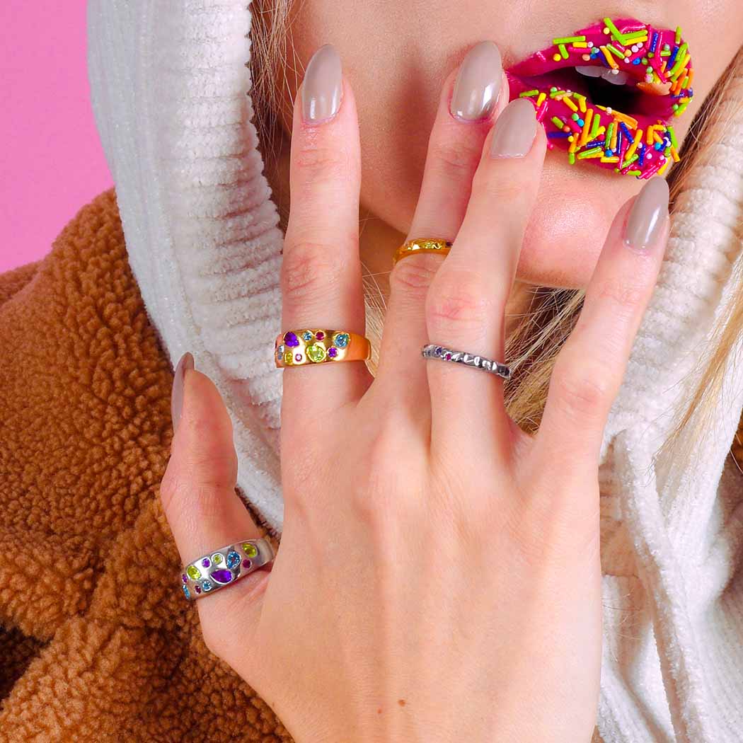 Candy Eternity Necklace + Candy Wide Band Ring