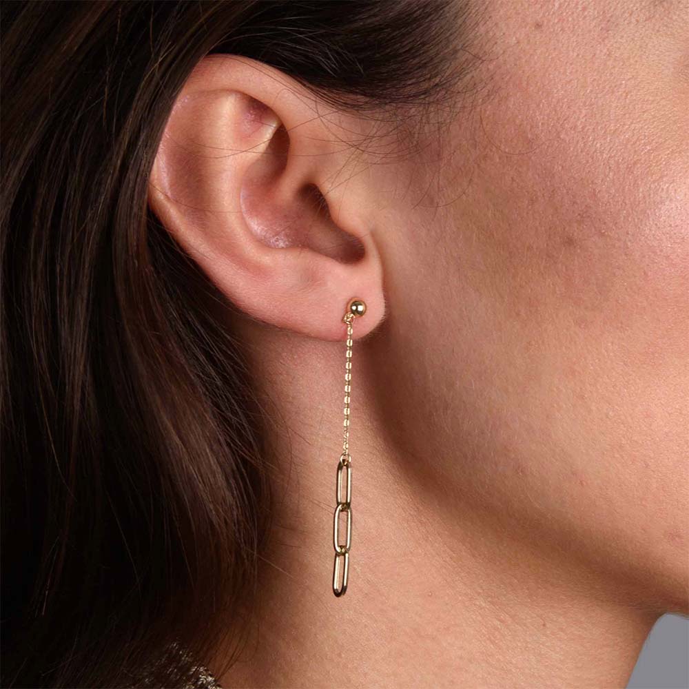 Gold Essential Sleek Loop Paper Clip Drop Earrings – RachelGalley