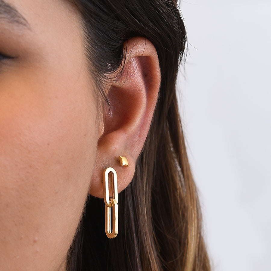 Paperlink Bracelet in 14K Gold + Paperclip Link Earrings in 9K Yellow Gold