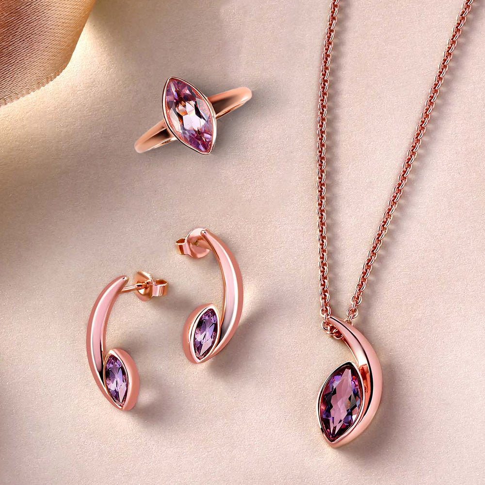 Surf Moon Ring + Surf Moon Earrings + Surf Moon Pendant Amethyst