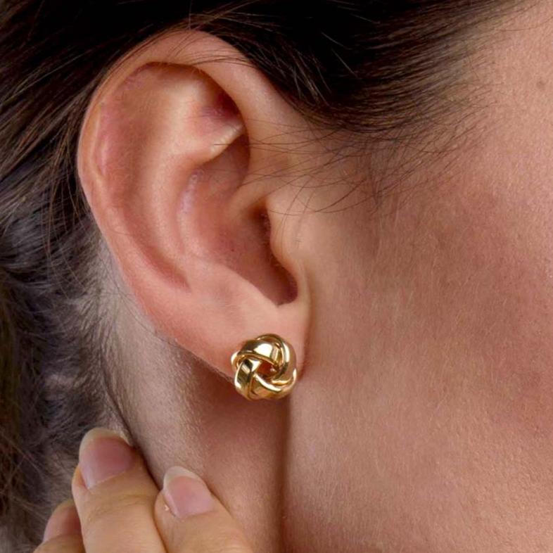 9k Yellow Gold Rose Petals Stud Earrings + Love Knot Gold Stud Earrings in 9K Gold