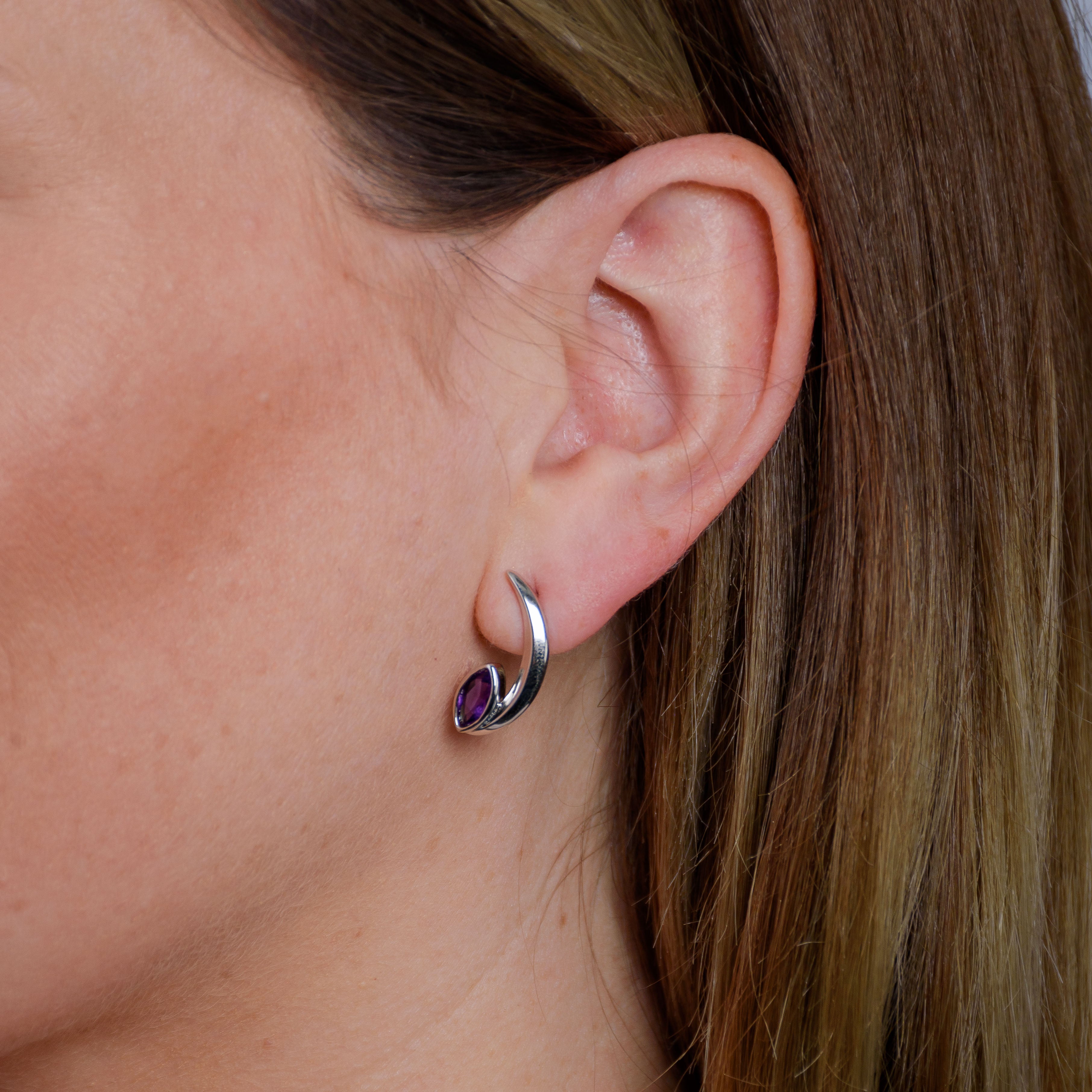 Surf Moon Earrings + Surf Moon Pendant with Amethyst