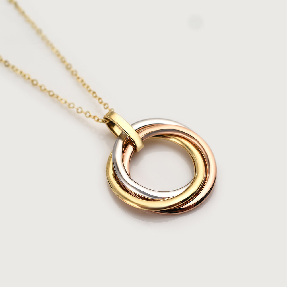 Allegro Triple Knot Pendant in 18K Gold + Lucky Rings Chunky Entwine 9K Gold Hoop Earrings