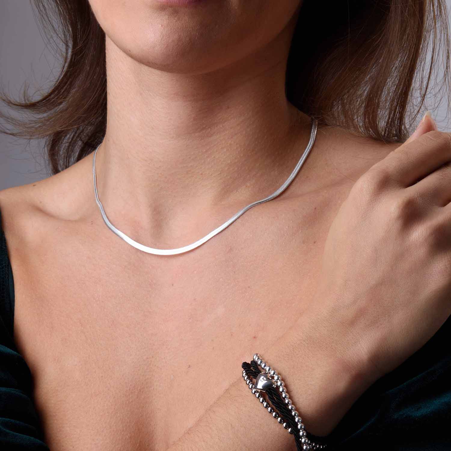 Triple Herringbone Chain Necklace + Triple Herringbone Bracelet