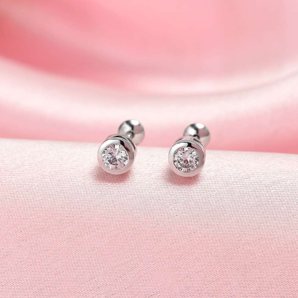 Trinity Moissanite Sleep Stud Earrings + Moissanite Solitaire Sleep Earrings