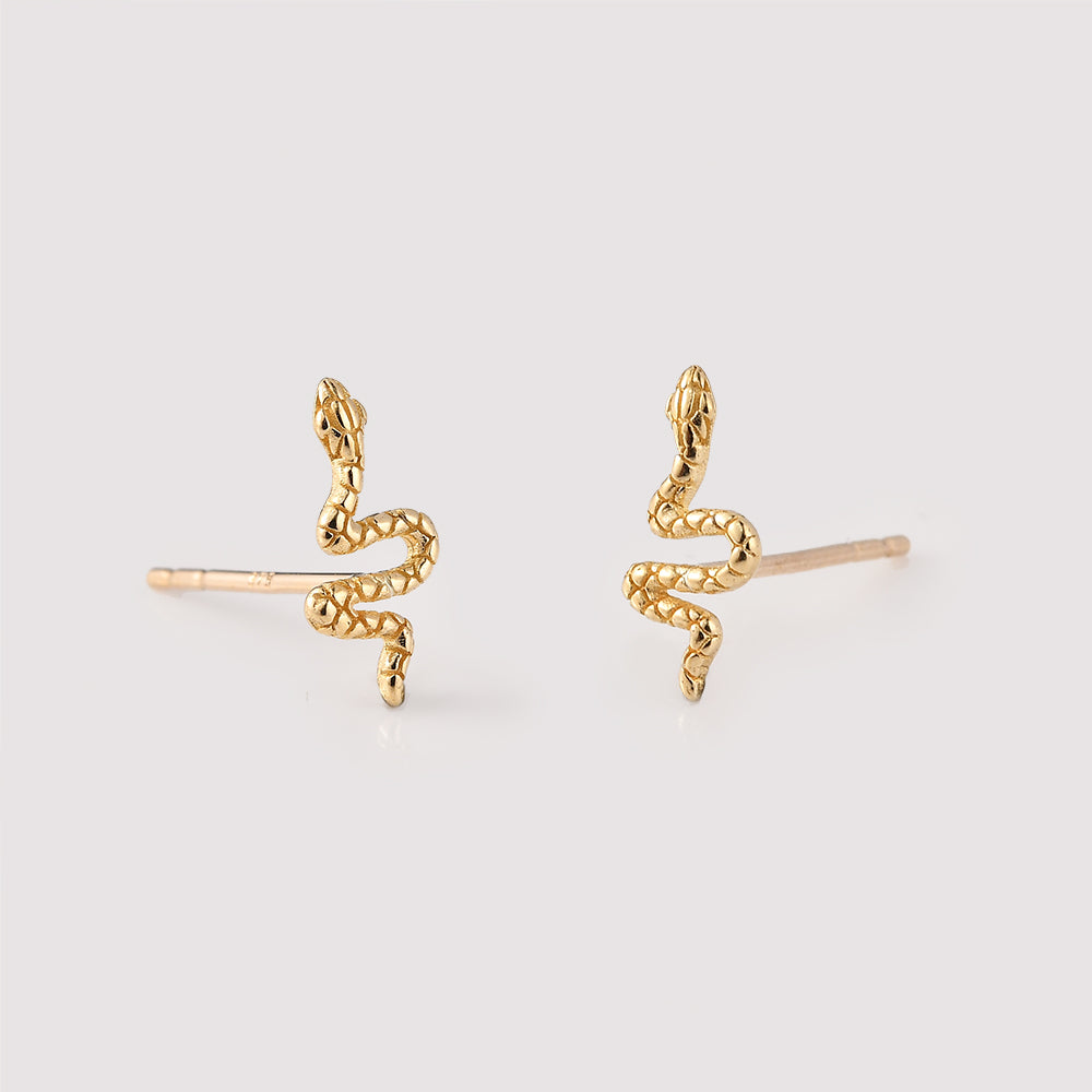 9K Gold Snake Earrings + Multi-Link J Hoop Earrings in 9K Gold