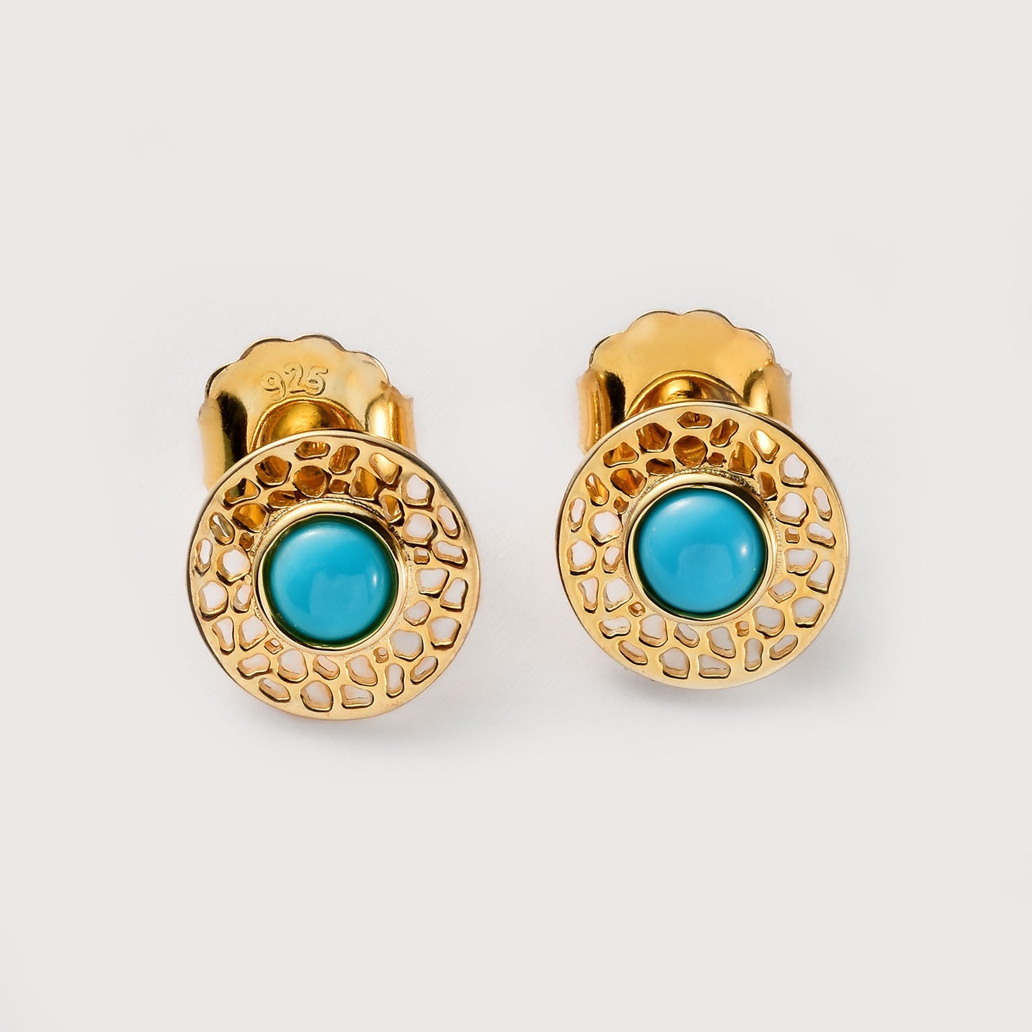 Allegro Mini Loop Stud Earrings + Lattice Disc Earrings with Turquoise