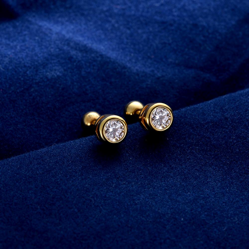 Trinity Moissanite Sleep Stud Earrings + Moissanite Solitaire Sleep Earrings