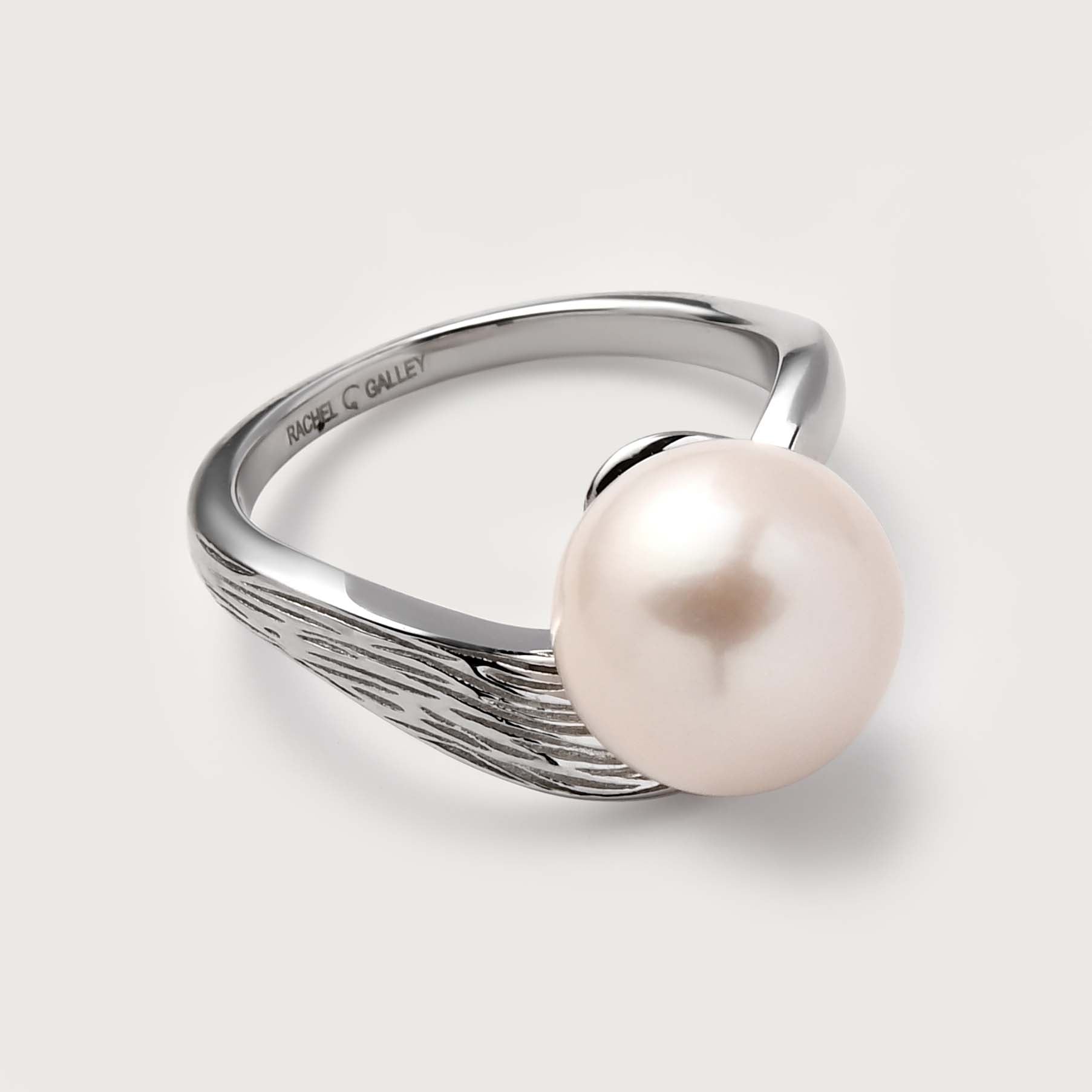 Ocean Wave Ring with White Freshwater Pearl + Globe Bead Bracelet with White Freshwater Pearls